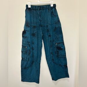 NWT Blue Cargo Pants with Patchwork Pocket Detail